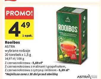 Intermarche Herbata z czerwonokrzewu cytryną i imbirem Astra Rooibos oferta