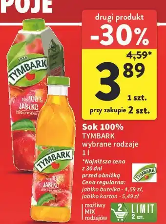 Intermarche Sok jabłkowy 100% Tymbark 1936 oferta