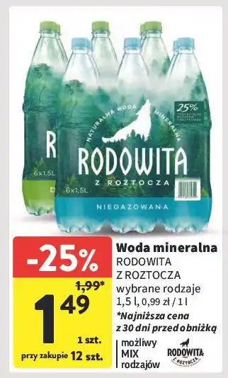 Intermarche Woda delikatnie gazowana Rodowita Z Roztocza oferta