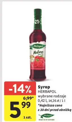 Intermarche Syrop malina Herbapol oferta