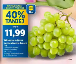 Lidl Winogrona jasne bezpestkowe, luzem oferta