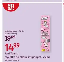 Rossmann Mgiełka do okolic intymnych naturalna odświeżająca Joni Teens oferta