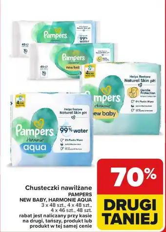 Carrefour Chusteczki nawilżane PAMPERS NEW BABY, HARMONIE AQUA oferta