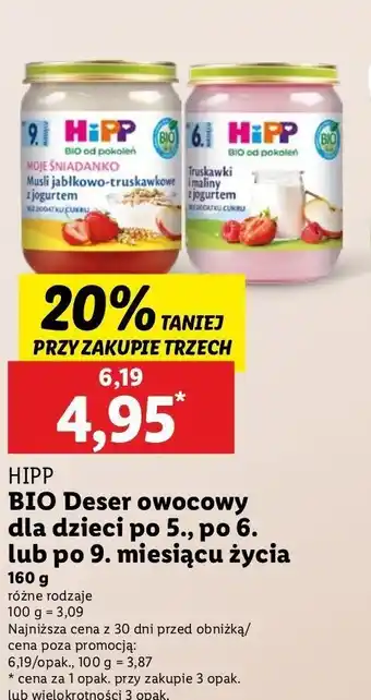 Lidl Musli z jabłkami i truskawkami Hipp moje śniadanko oferta