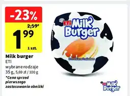 Intermarche Baton z mlekiem i z miodem Eti milk burger oferta