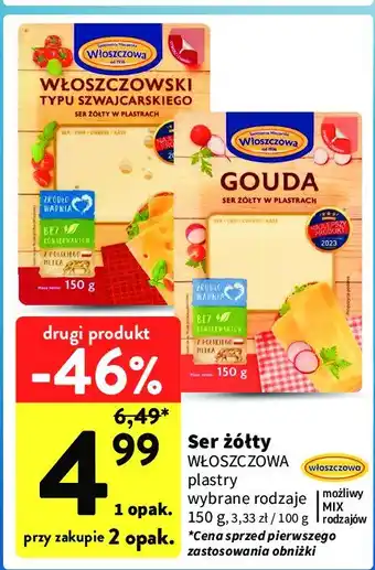 Intermarche Ser żółty gouda plastry Włoszczowa oferta