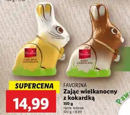 Lidl Zając z czekolady pełnomlecznej kokardą Favorina oferta