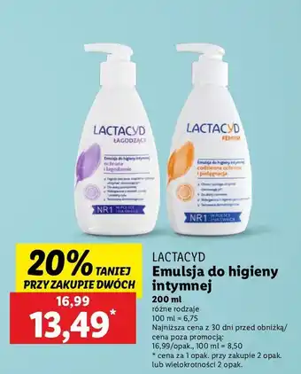 Lidl Emulsja do higieny intymnej łagodząca Lactacyd Femina oferta