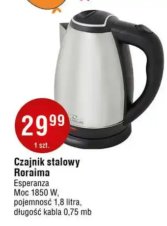 E.Leclerc Czajnik elektryczny roraima 1.8 l srebrny Esperanza oferta