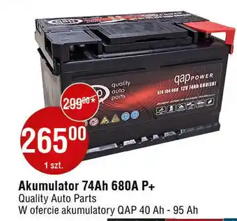 E.Leclerc Akumulator samochodowy qap 74ah Qap Quality Auto Parts oferta