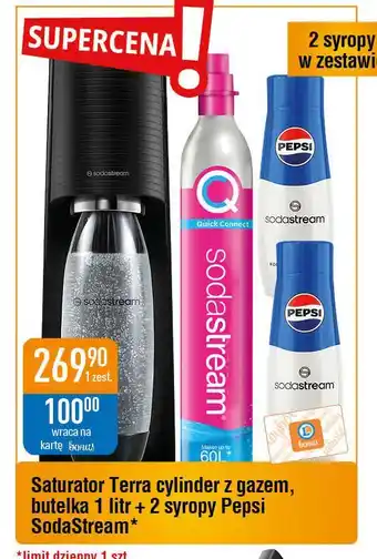 E.Leclerc Zestaw: urządzenie sst terra czarny + cylinder cqc butelka pepsi max Sodastream oferta