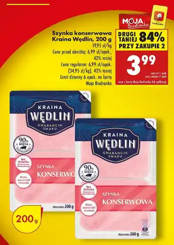 Biedronka Szynka konserwowa Kraina Wędlin oferta