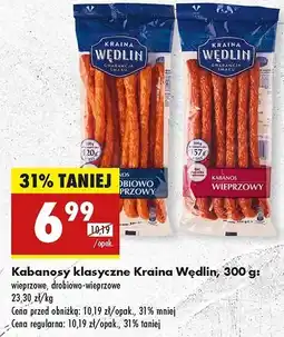 Biedronka Kabanosy klasyczne drobiowe-wieprzowe Kraina Wędlin oferta