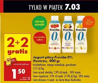 Biedronka Jogurt 0 % gruszka Fruvita oferta