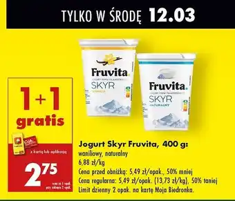 Biedronka Jogurt skyr waniliowy Fruvita Skyr oferta