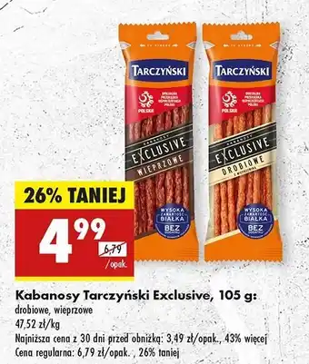 Biedronka Kabanosy drobiowe Tarczyński Exclusive oferta