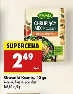 Biedronka Chrupiący mix do sałatki i zup grzanki pomidorowe z pestkami dyni Kamis oferta