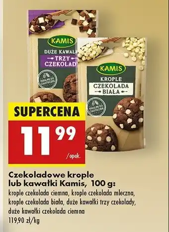 Biedronka Krople czekolada ciemna duże kawałki Kamis oferta