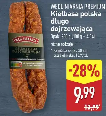 ALDI WĘDLINIARNIA PREMIUM Kiełbasa polska długo dojrzewająca oferta