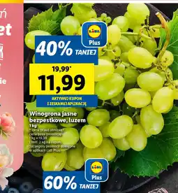 Lidl Winogrona jasne bezpestkowe, luzem oferta