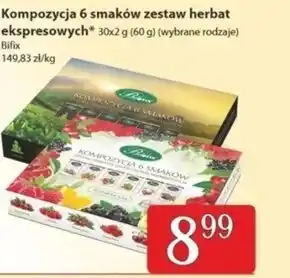 Społem Bifix Zestaw herbat czarnych ekspresowych kompozycja 6 smaków 60 g (30 x 2 g) oferta