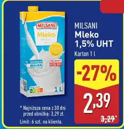 ALDI MILSANI Mleko 1,5% UHT oferta