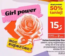 Zestaw w pudełku: spray wygładzajacy włosy 50 ml + przyśpieszający suszenie włosów Stun