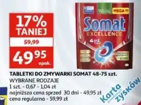 Auchan Tabletki do zmywarki regular Somat Excellence 4In1 oferta