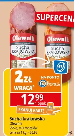 E.Leclerc Kiełbasa krakowska sucha z fileta kurczaka Olewnik oferta