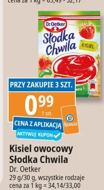 E.Leclerc Kisiel truskawkowy z kawałkami owoców Dr. Oetker Słodka Chwila oferta