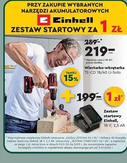 Biedronka Zestaw startowy pxc akumulator 18v 4.0ah + ładowarka Einhell oferta