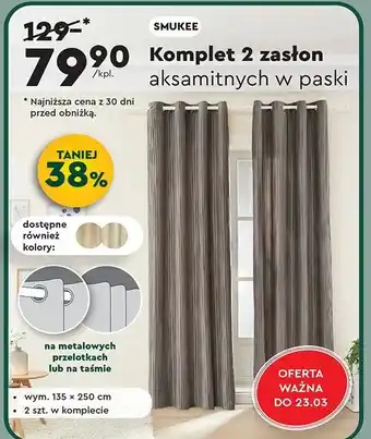 Biedronka Zasłony z tkaniny strukturalnej 135 x 250 cm Smukee oferta