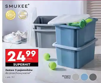 Biedronka Zestaw pojemników z pokrywkami 15 l Smukee oferta