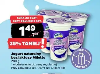 Netto Jogurt naturalny bez laktozy 0% Miletto oferta