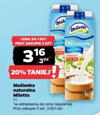 Netto Maślanka naturalna Miletto oferta