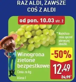 ALDI Winogrona zielone bezpestkowe oferta