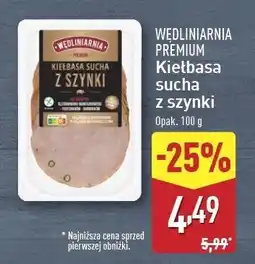 ALDI Kiełbasa sucha z szynki Wędliniarnia Premium oferta