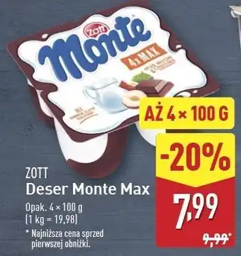 ALDI Deser mleczno-czekoladowy z orzechami Zott Monte Max oferta