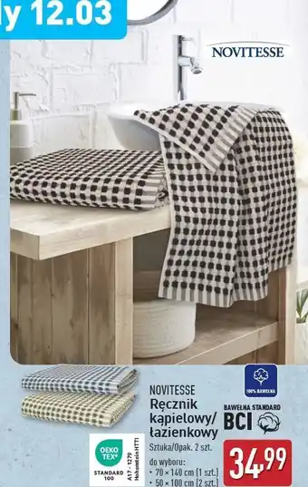 ALDI Ręcznik kąpielowy 70 x 140 cm Novitesse oferta