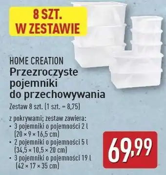 ALDI Pojemniki do przechowywania przezroczyste Home Creation oferta