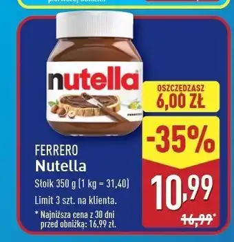 ALDI Krem czekoladowo-orzechowy Nutella oferta