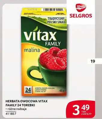 Selgros Herbata owocowa vitax family oferta