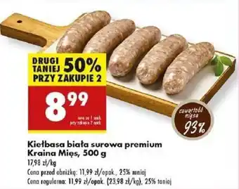 Biedronka Kiełbasa biała surowa premium Kraina Mięs oferta