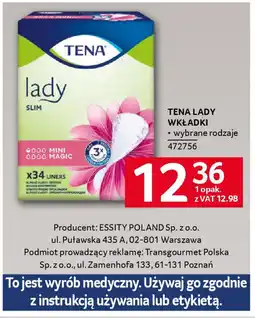 Selgros Tena lady wkładki oferta