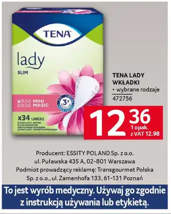 Selgros Tena lady wkładki oferta