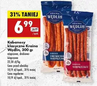 Biedronka Kabanosy klasyczne wieprzowe Kraina Wędlin oferta