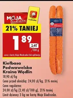 Biedronka Kiełbasa podwawelska Kraina Wędlin oferta