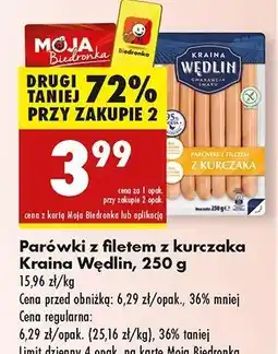 Biedronka Parówki z filetem kurczaka Kraina Wędlin oferta