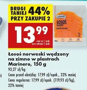 Biedronka Łosoś norweski wędzony plastry Marinero oferta