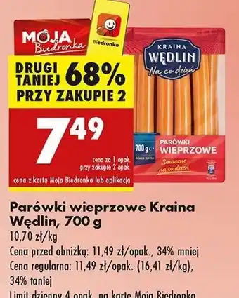 Biedronka Parówki wieprzowe Kraina Wędlin oferta